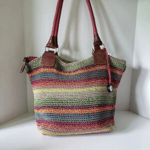 The Sak Womans  Woven/Crochet Cambria Multi-colored Hobo Bag.